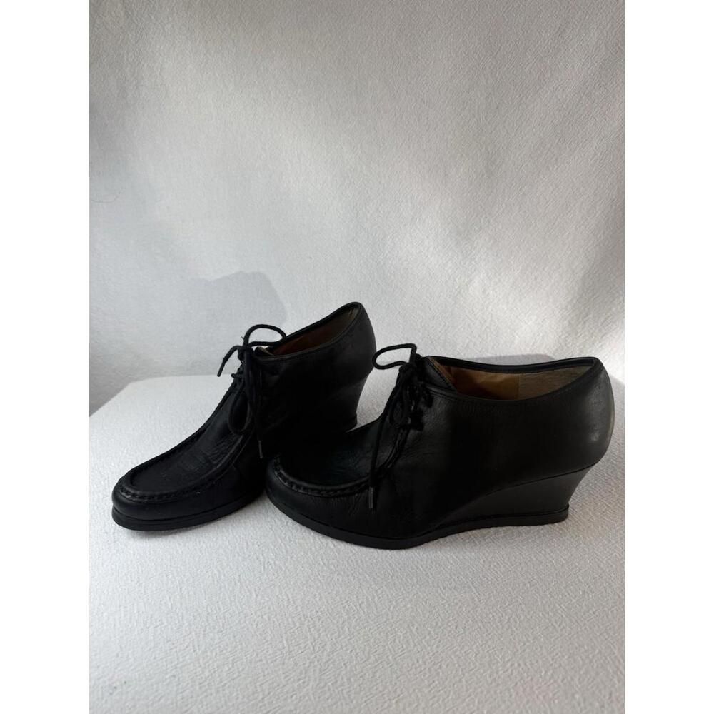 GRANDPACORE RALPHLAUREN DENVER BLACK LEATHER LACE UP WEDGE HEEL DARK EDGY GRUNGE - Picture 3 of 9